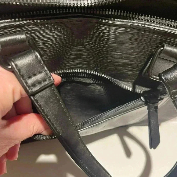 Loume structured tote bag crossbody zip closure easy clean black - Picture 10 of 12